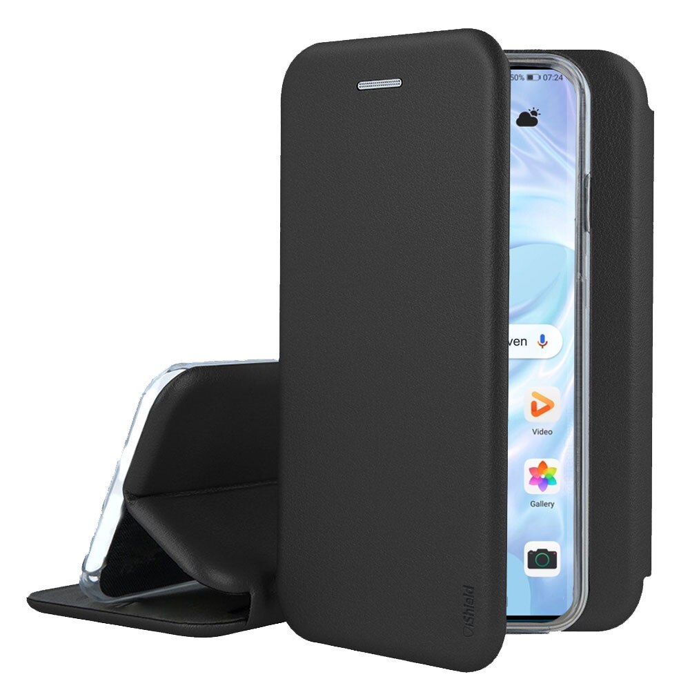 Husa flip Huawei Mate 20 Pro - carte cu magnet integrat, buzunar interior, piele eco, iShiled - Neagra