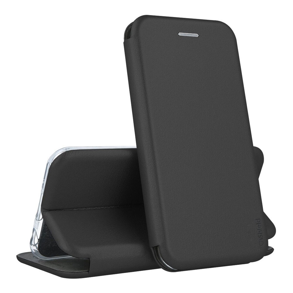 Husa flip Huawei Mate 20 Pro - carte cu magnet integrat, buzunar interior, piele eco, iShiled - Neagra