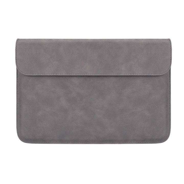 Husa laptop 13.3 inch, piele PU, rezistenta la apa si uzura, magnetica, neagra