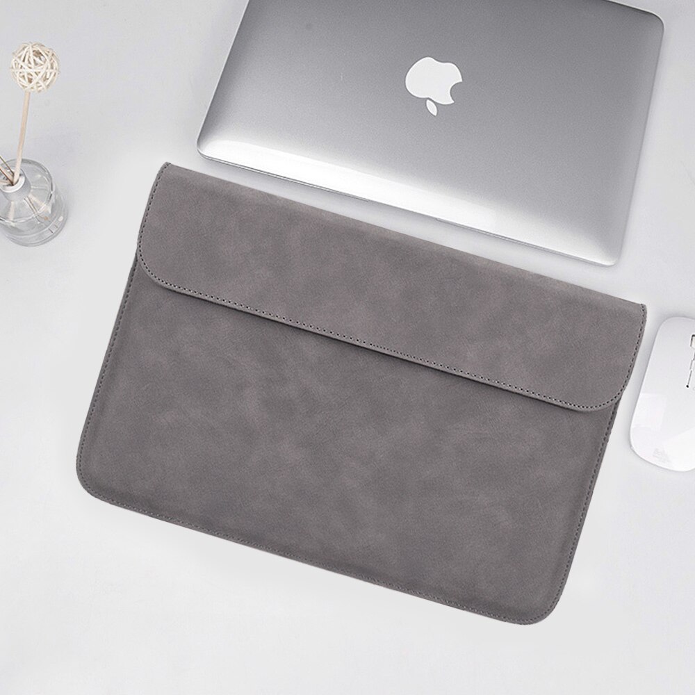 Husa laptop 13.3 inch, piele PU, rezistenta la apa si uzura, magnetica, neagra