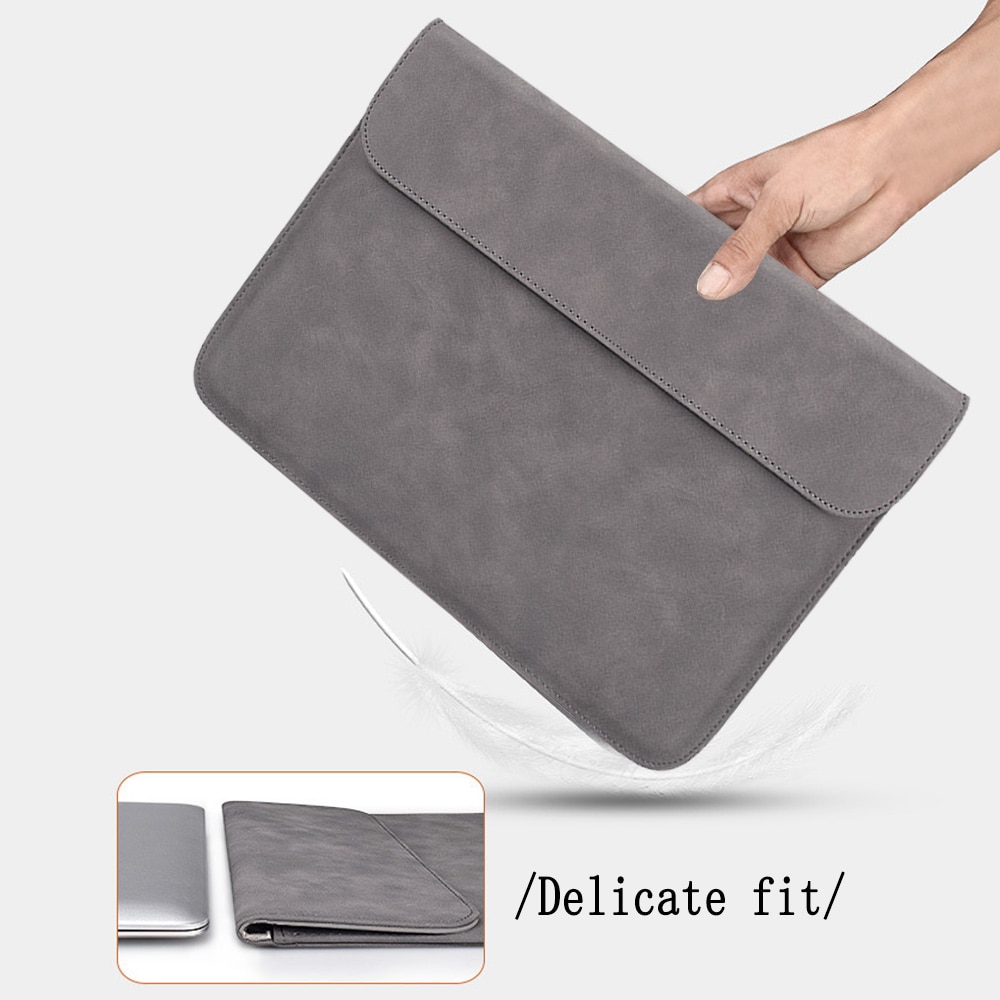 Husa laptop 13.3 inch, piele PU, rezistenta la apa si uzura, magnetica, neagra