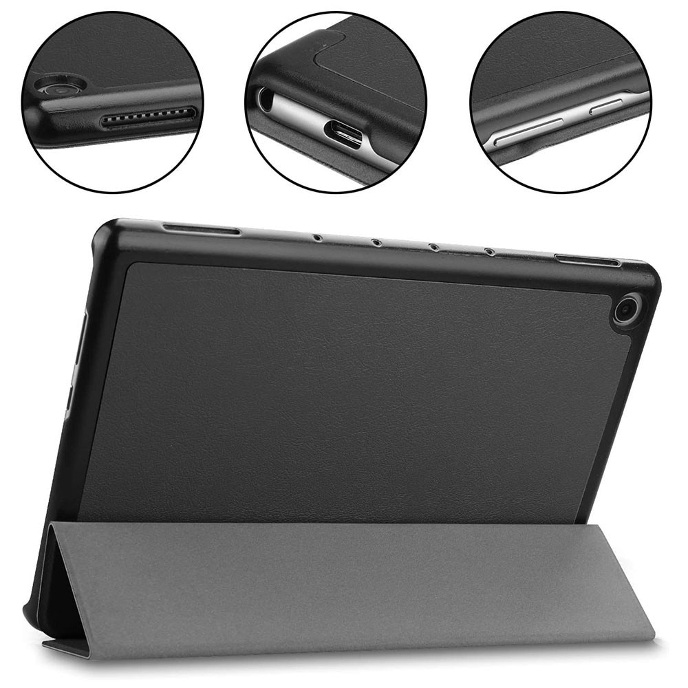 Husa tableta trifold neagra pentru Huawei MediaPad M5 Lite 10.1 inch, suport creion, functie wake/sleep