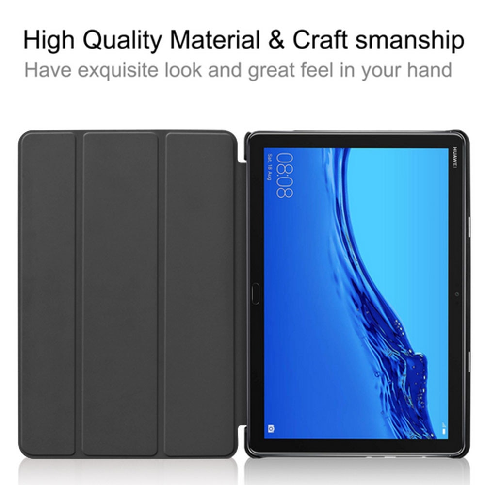 Husa tableta trifold neagra pentru Huawei MediaPad M5 Lite 10.1 inch, suport creion, functie wake/sleep
