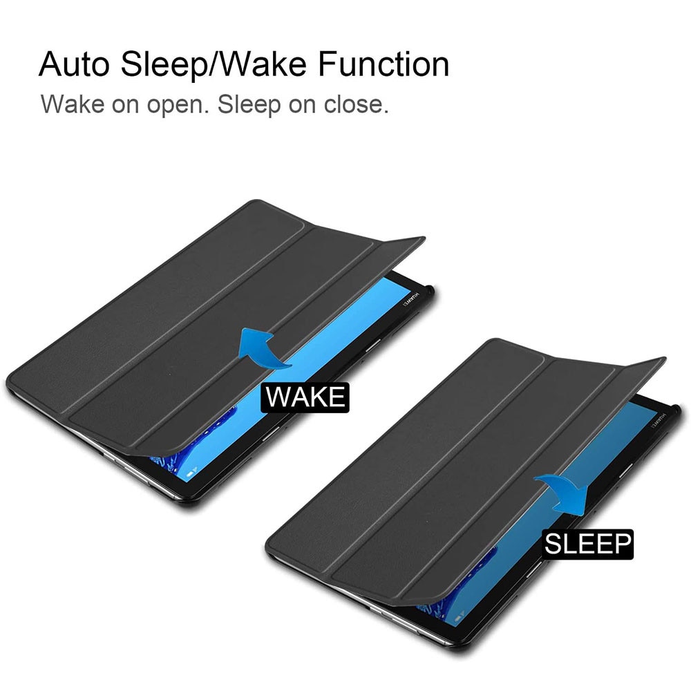 Husa tableta trifold neagra pentru Huawei MediaPad M5 Lite 10.1 inch, suport creion, functie wake/sleep