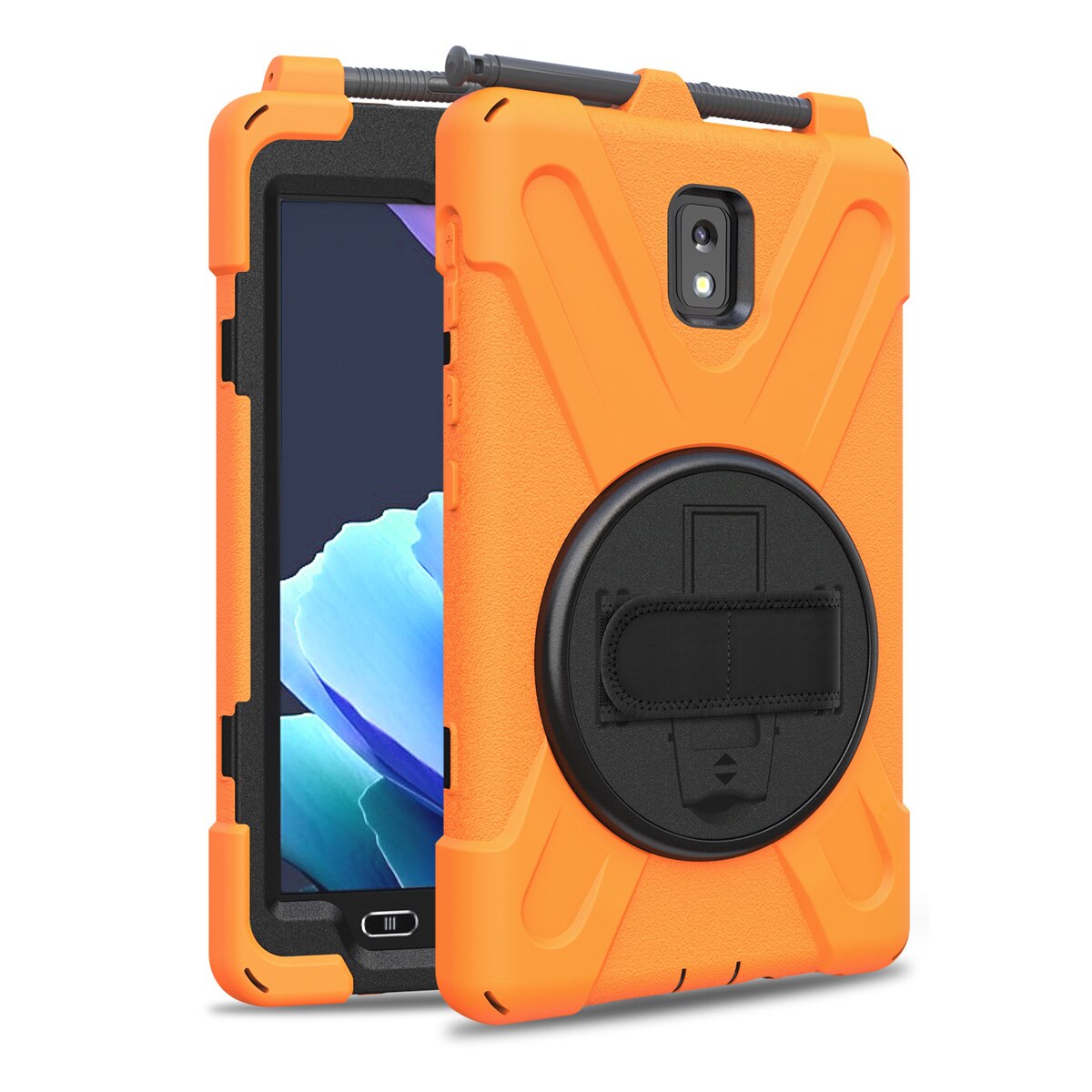 Husa tableta, 8 inch, portocaliu, suport rotativ 360, curea reglabila