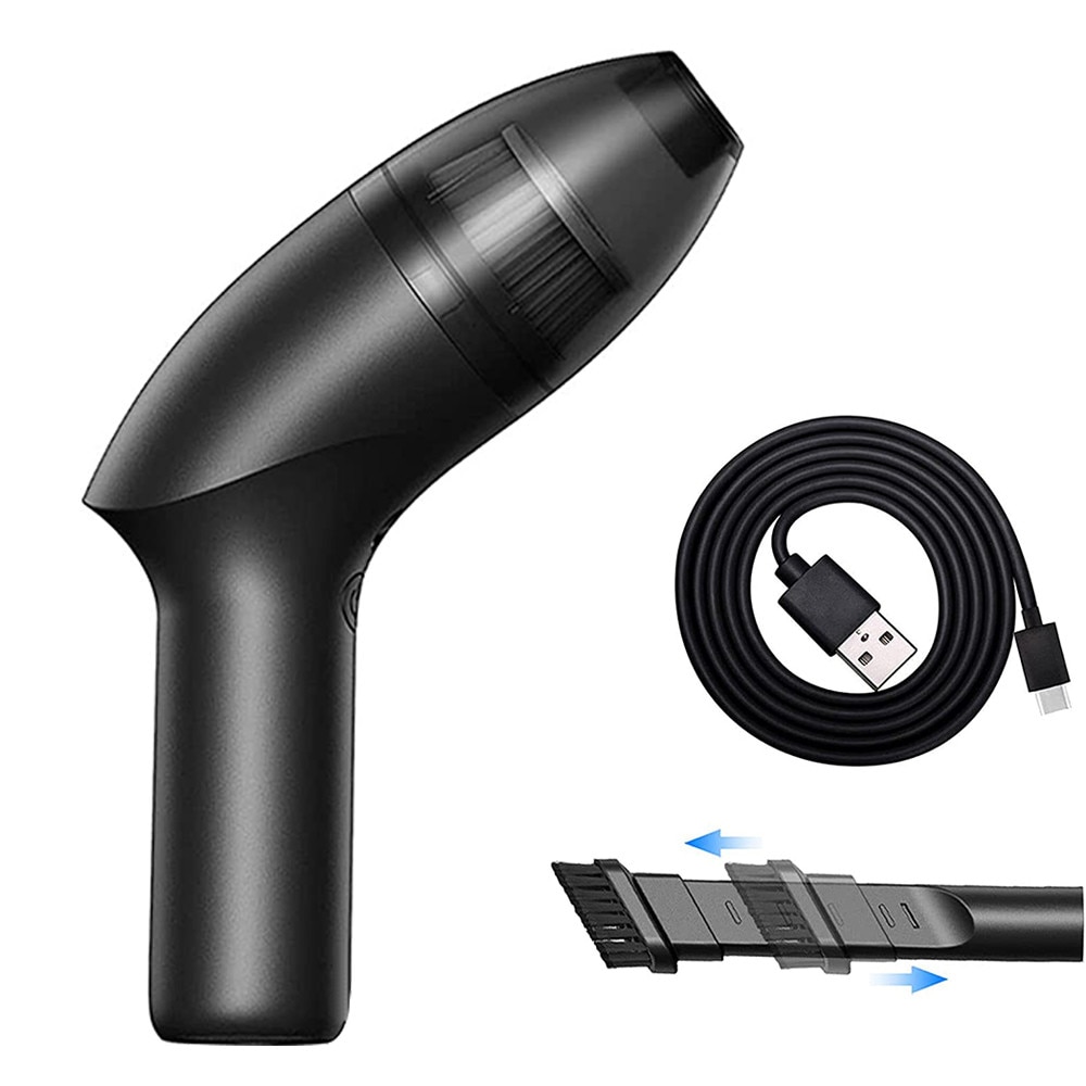 Aspirator portabil fara fir 0805BM-222630, 65W, 4300 PA, baterie 2×18650 2.500mAh, filtru HEPA, pentru uscat/umed/auto, negru, 20.7×6.1×14.5 cm