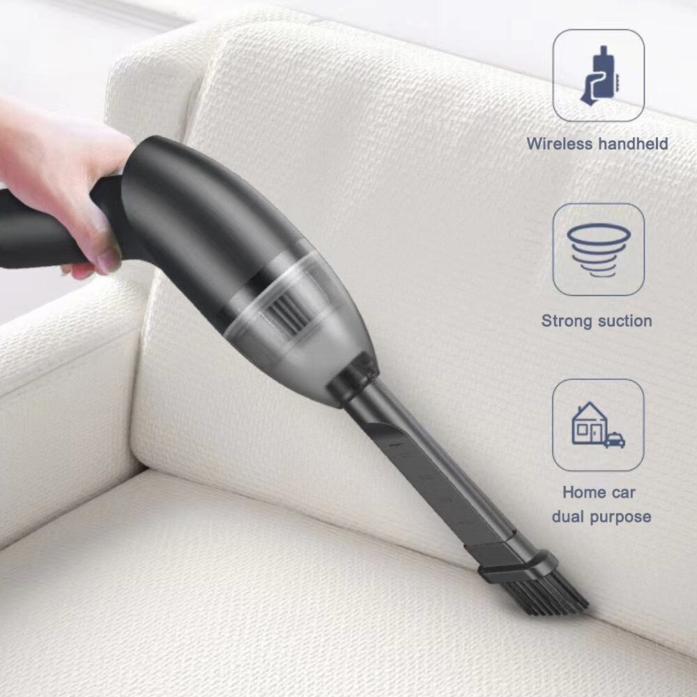 Aspirator portabil fara fir 0805BM-222630, 65W, 4300 PA, baterie 2×18650 2.500mAh, filtru HEPA, pentru uscat/umed/auto, negru, 20.7×6.1×14.5 cm