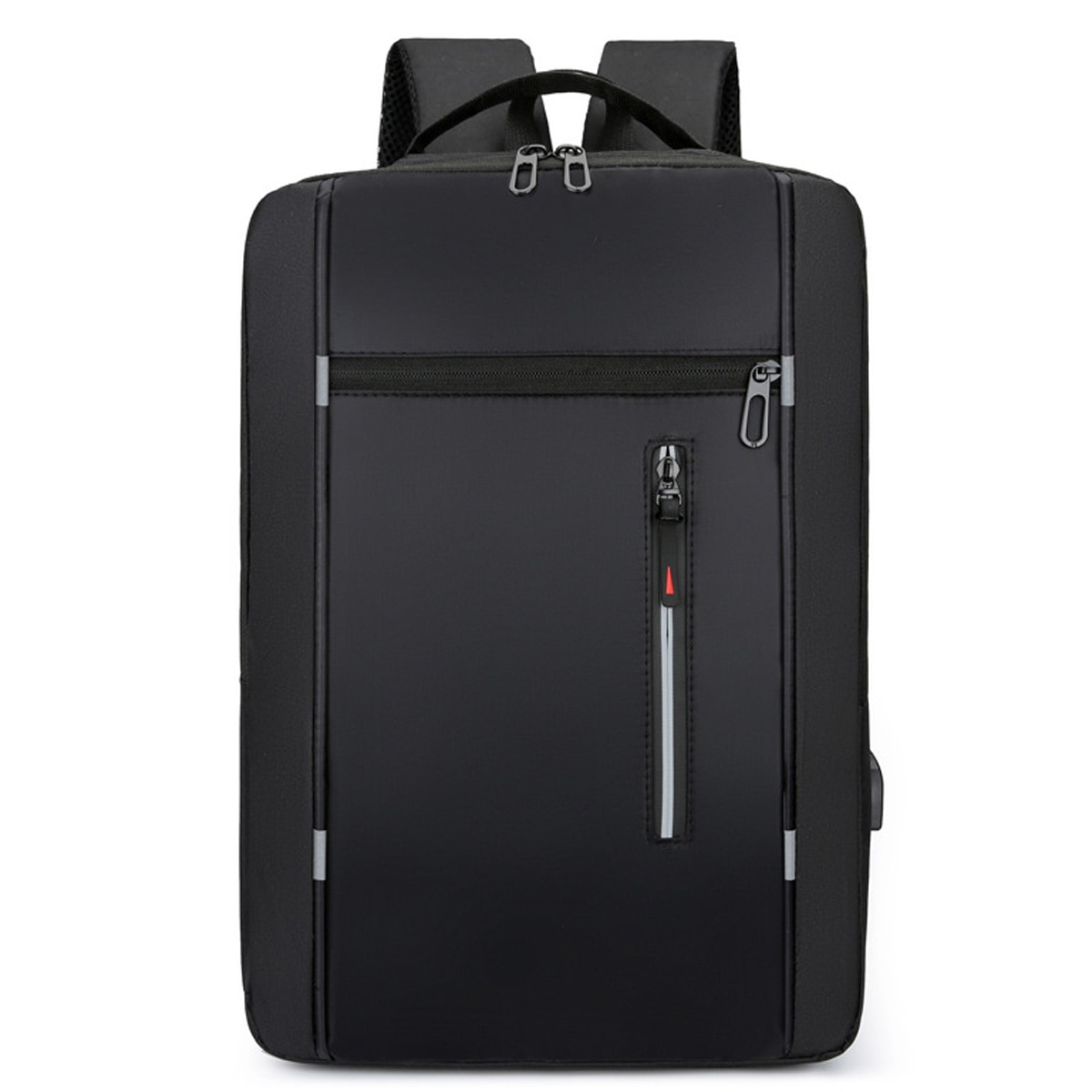 Rucsac laptop din Oxford cu port USB, compartiment pentru laptop 15.6", rezistent la rupturi, fermoare metalice, negru, 43 x 31 x 12 cm