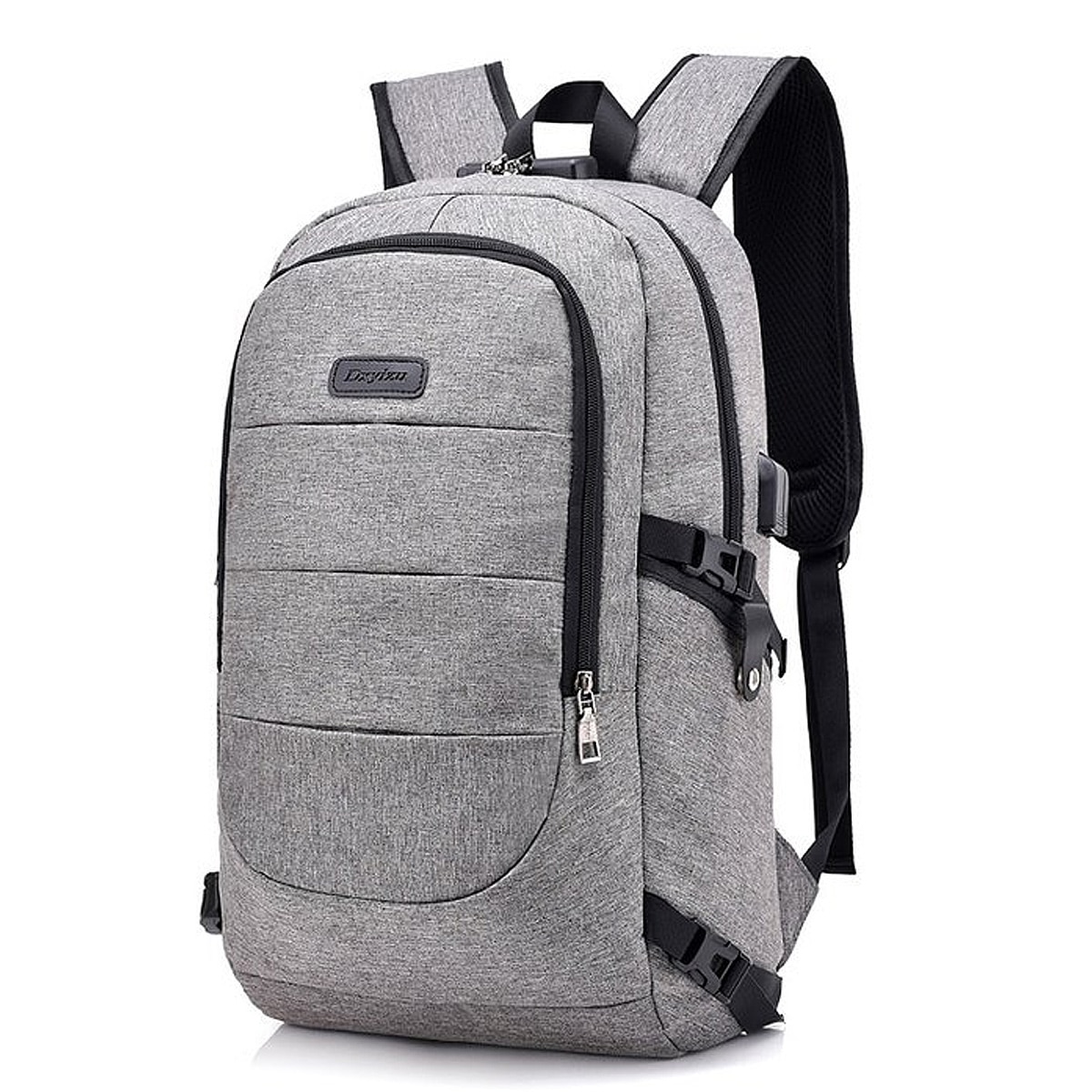 Rucsac laptop nylon, rezistent la apa, pentru business si colegiu, 0806BM-BST3133732-1, gri/negru, 49 x 29 x 14 cm