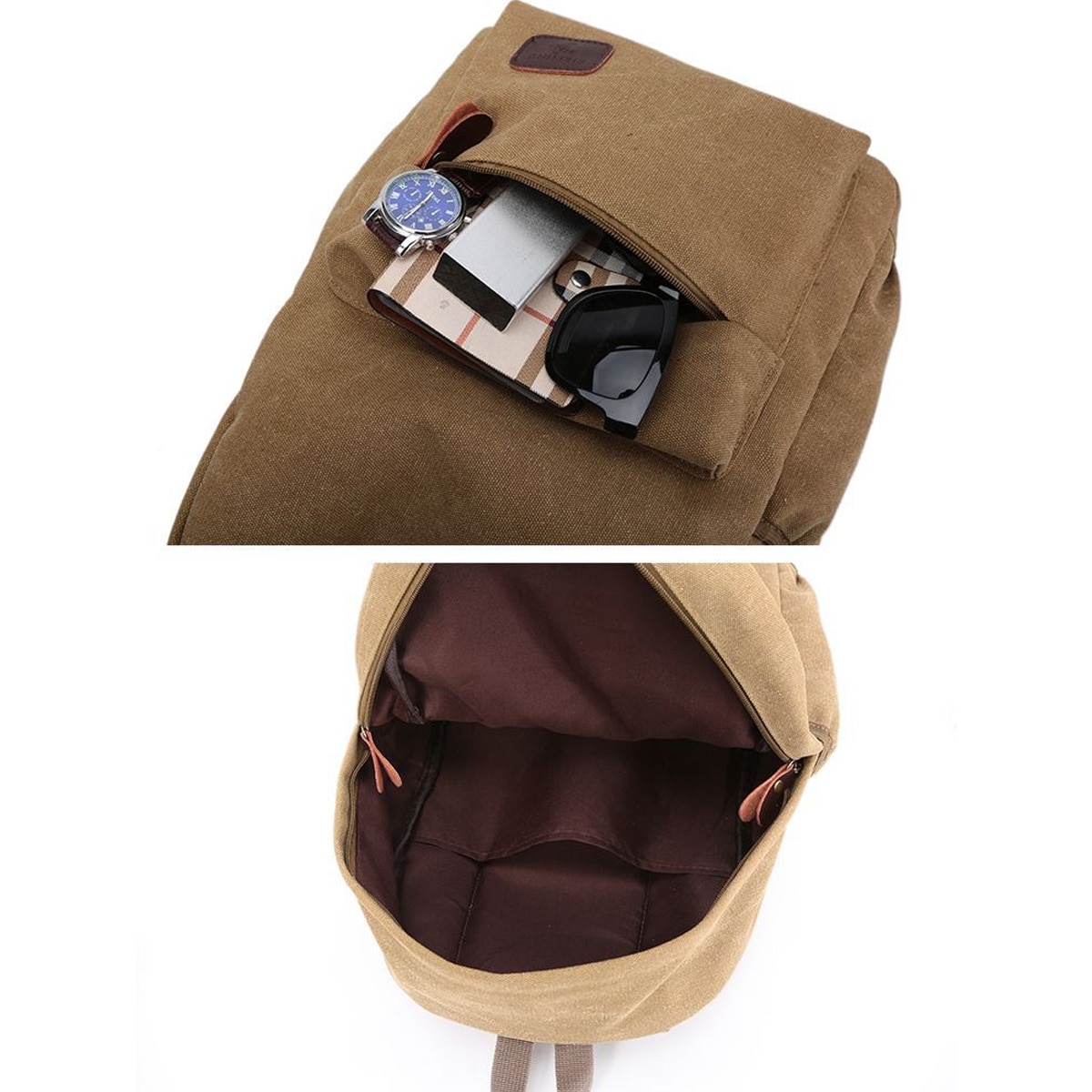 Rucsac din canvas pentru laptop, compartiment pentru 17.3", buzunar frontal si laterale, negru, 44 x 30 x 13 cm