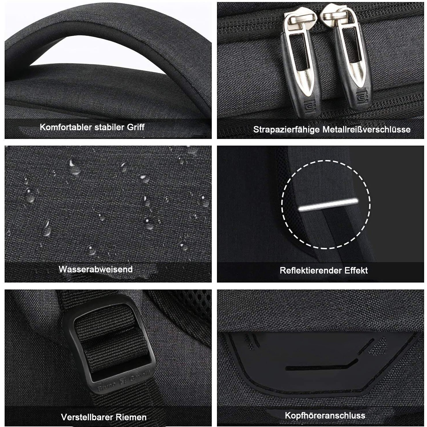 Rucsac pentru laptop, material oxford, compartiment 18" cu port USB extern si buzunar RFID, gri, 46 x 31 x 19 cm