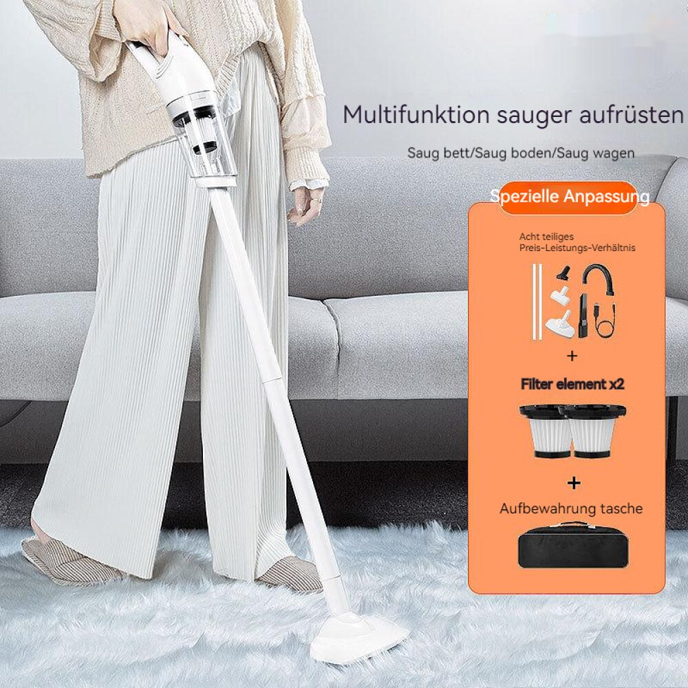 Aspirator portabil fara fir, 12.000 Pa, baterie 2×2000 mAh, incarcare USB, filtru HEPA, recipient 0.53 L, alb