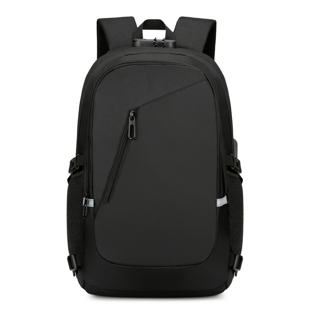 Rucsac laptop impermeabil cu lacat si port USB, negru, 15.6 inch, capacitate mare