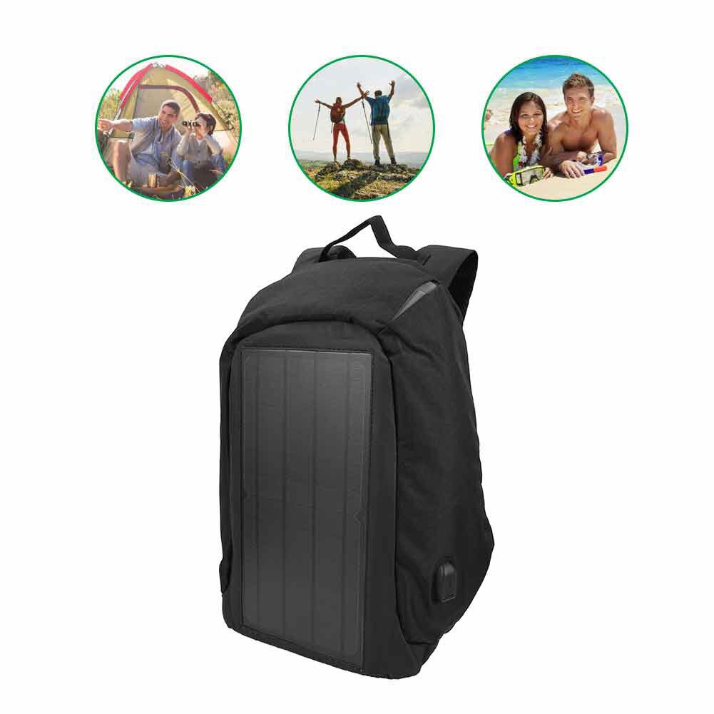 Rucsac laptop 40L cu port USB solar si protectie antifurt negru