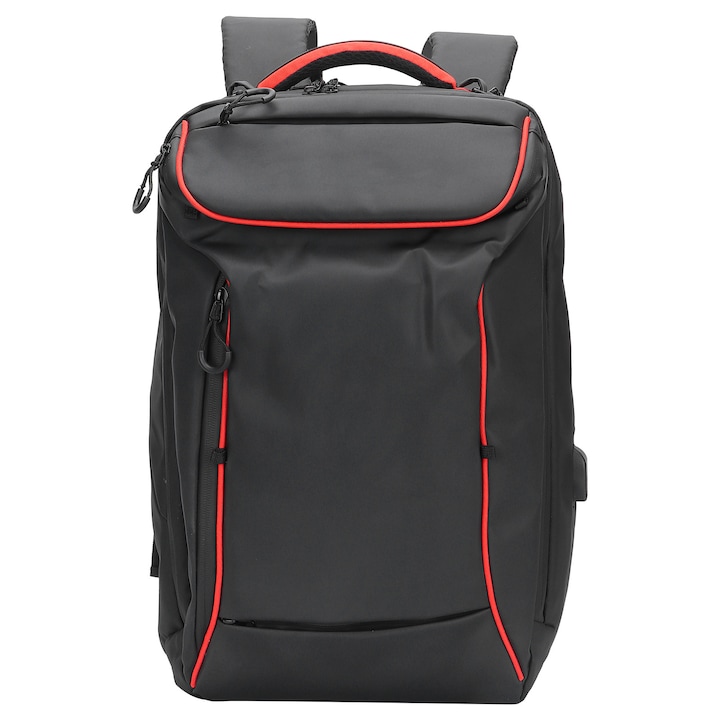 Rucsac laptop rezistent la apa, anti-furt, cu port USB, negru, 30x45x15cm