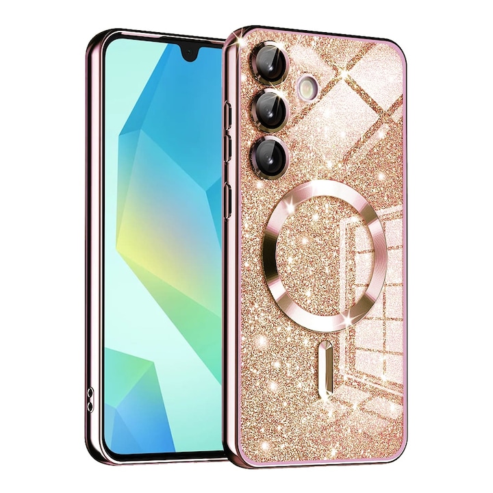 Husa pentru Samsung Galaxy A16 4G / A16 5G - Techsuit Luxury Glitter MagSafe - Rose Gold