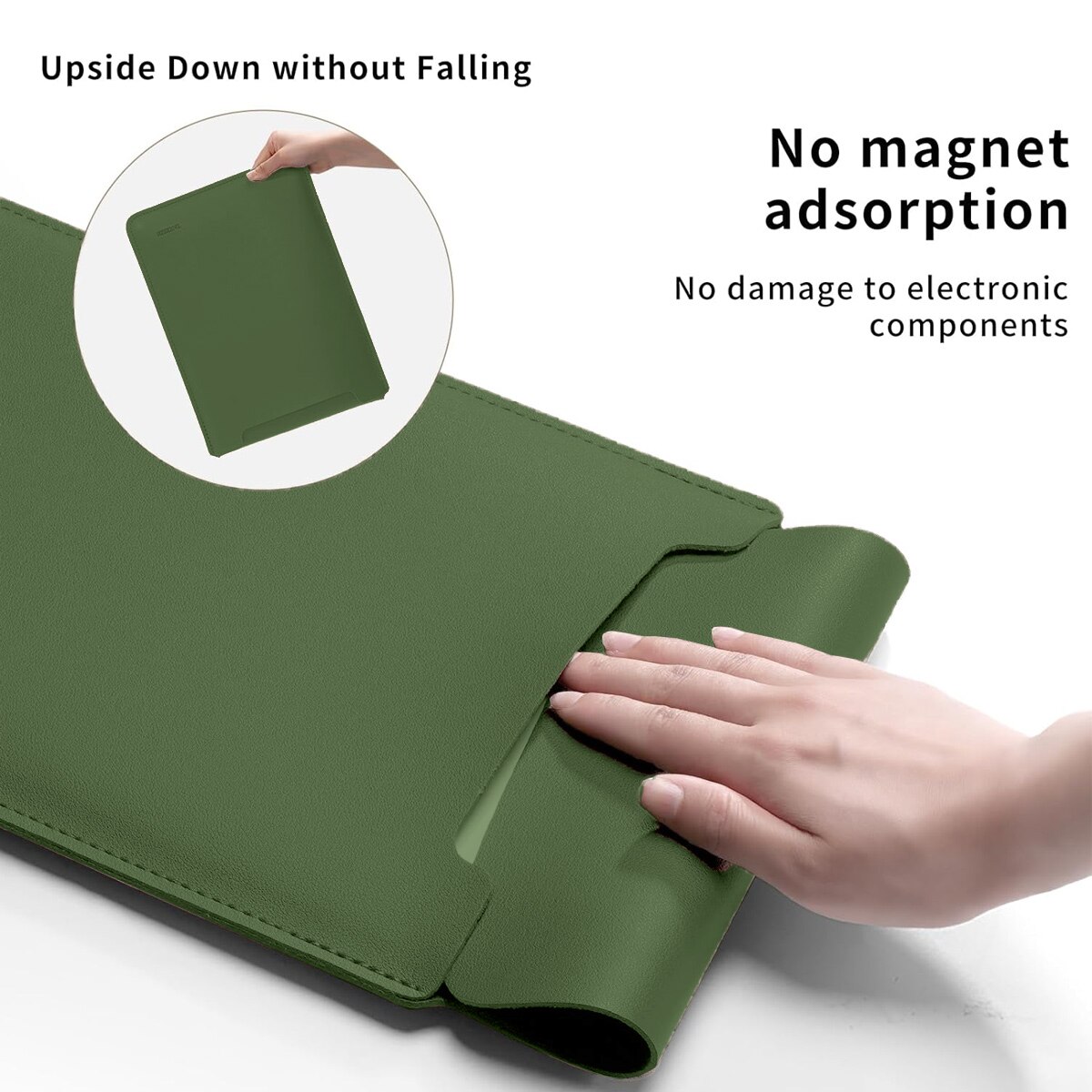 Husa laptop multifunctionala Peysaitr, piele ecologica, rezistenta la socuri, verde, 34.5x3x25.5cm