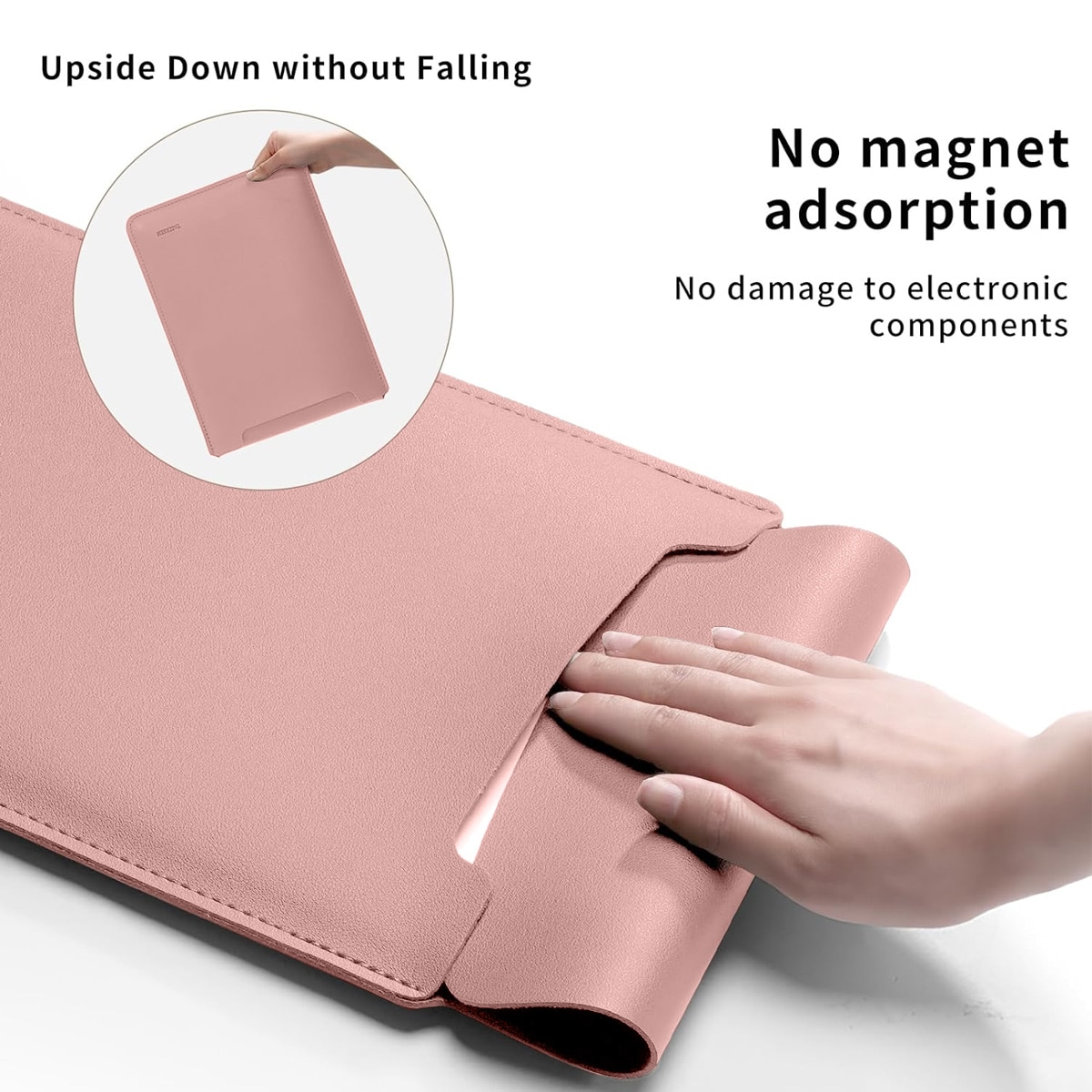 Husa laptop shockproof din piele ecologica, Peysaitr, 34.5x3x25.5cm, roz, cu accesorii