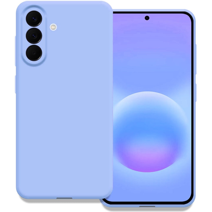 Husa pentru Samsung Galaxy A57 5G, Color Shield, Interior de catifea, Suprafata aderenta, Protectie antisoc, Margini ridicate, Regular Fit, Silicon, Albastru deschis