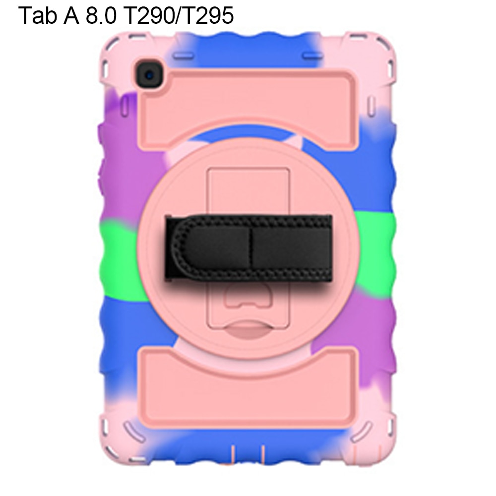 Husa de protectie pentru tableta, Cozevdnt, compatibila cu Samsung Galaxy Tab A 8.0 T290/T295, suport pivotant, curea de umar, multicolor