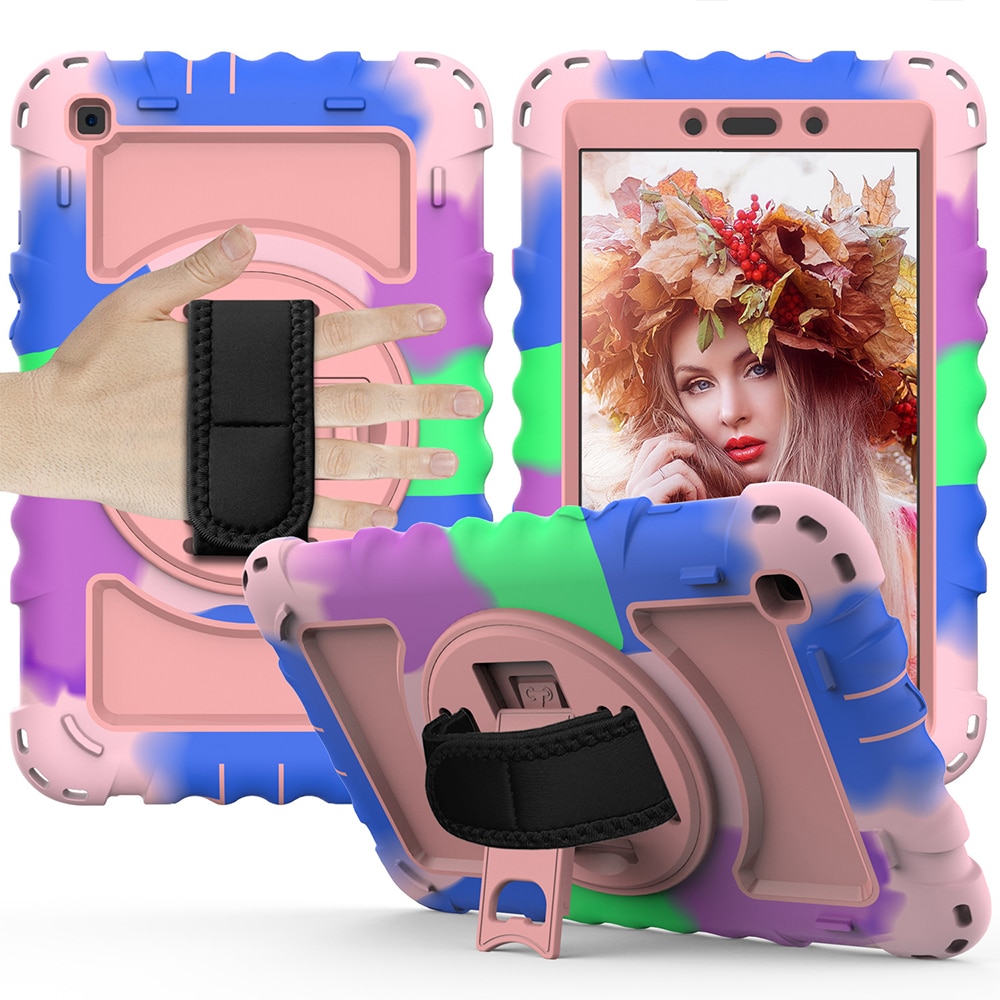Husa de protectie pentru tableta, Cozevdnt, compatibila cu Samsung Galaxy Tab A 8.0 T290/T295, suport pivotant, curea de umar, multicolor