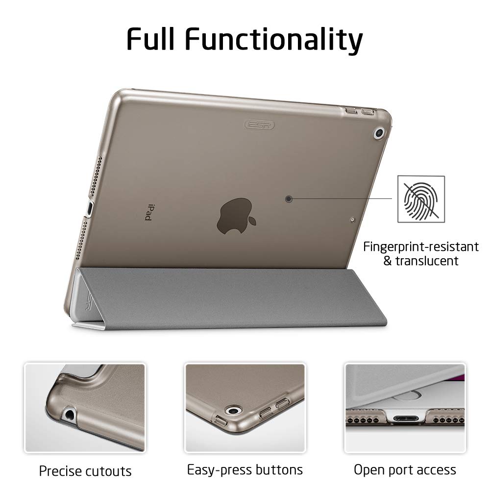 Carcasa Smart pentru iPad 7th Generation 10.2", Cozevdnt, piele ecologica, anti-alunecare, gri