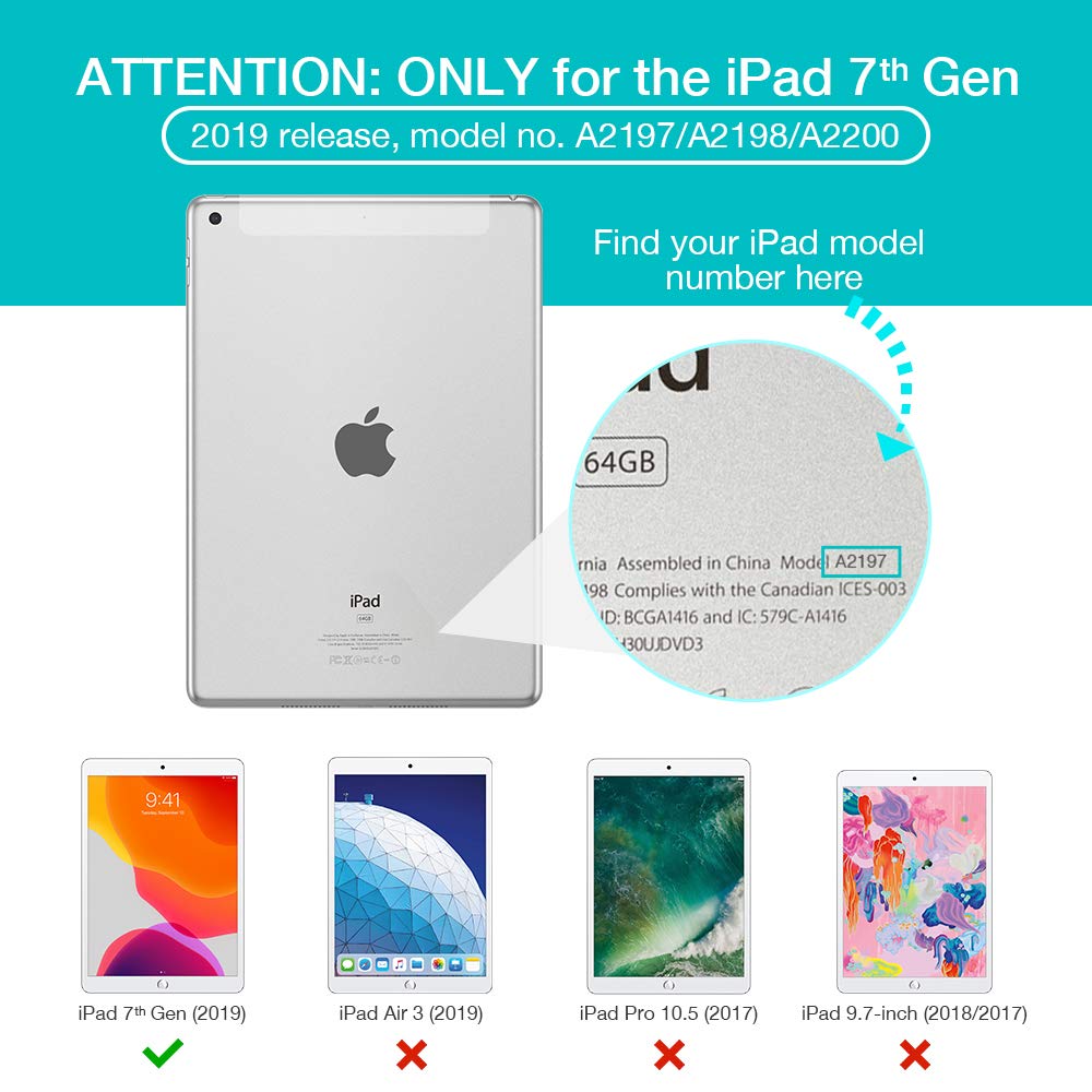 Carcasa Smart pentru iPad 7th Generation 10.2", Cozevdnt, piele ecologica, anti-alunecare, gri