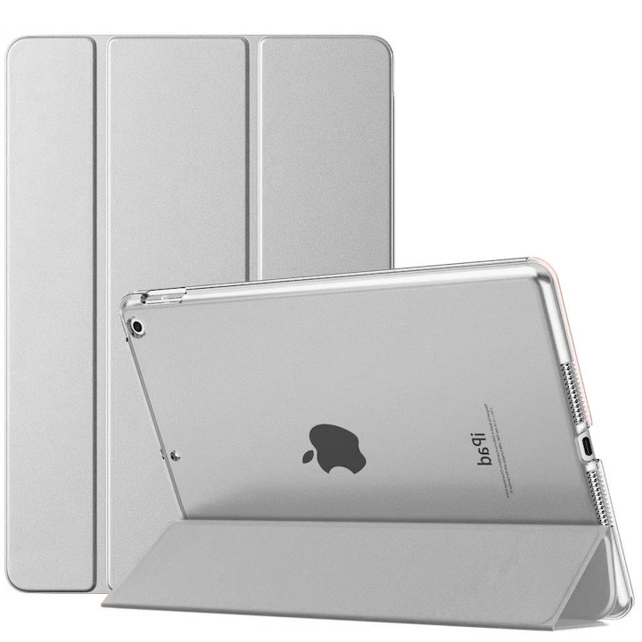Carcasa Smart pentru iPad 7th Generation 10.2", Cozevdnt, piele ecologica, anti-alunecare, gri