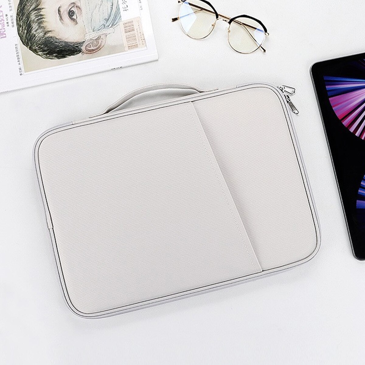 Geanta laptop Zeaicos, impermeabila, 360 protectie, alb, 35x25.5x3cm