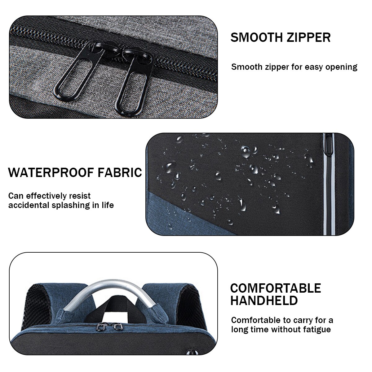 Rucsac laptop Zeaicos, 15.6 inch, albastru inchis, cu port USB, compartimente multiple