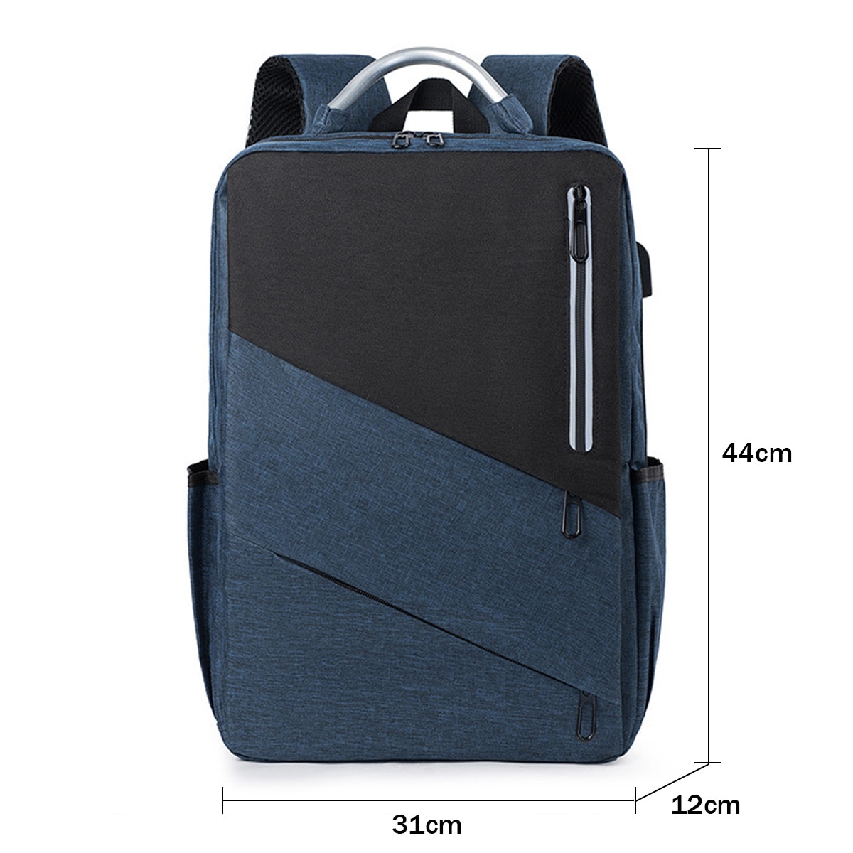 Rucsac laptop Zeaicos, 15.6 inch, albastru inchis, cu port USB, compartimente multiple