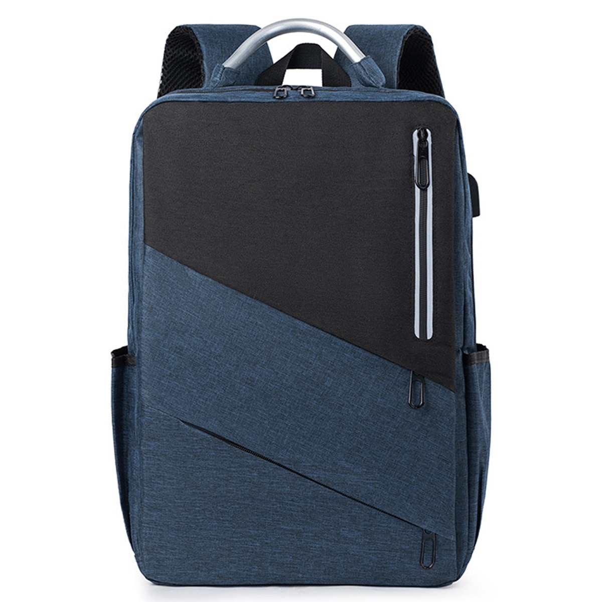 Rucsac laptop Zeaicos, 15.6 inch, albastru inchis, cu port USB, compartimente multiple