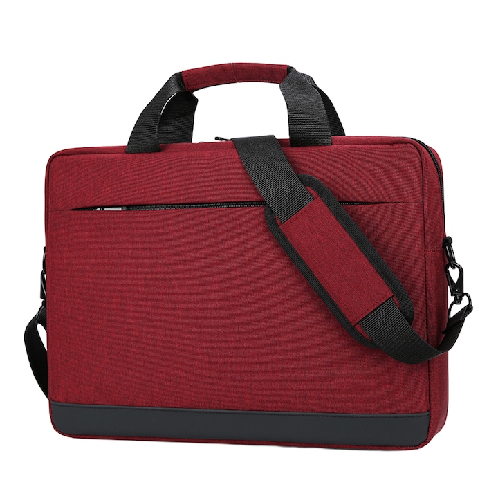 Geanta laptop Fokelyi, Oxford, 42x32x7cm, rezistenta la apa, rosie