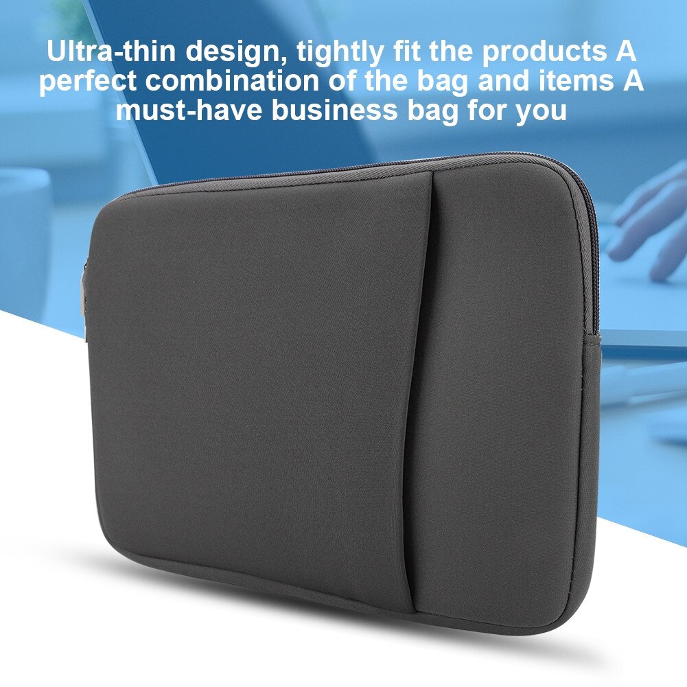 Geanta laptop slim Zeaicos 11 inch, neagra, cu buzunar, material T cloth + spuma de memorie