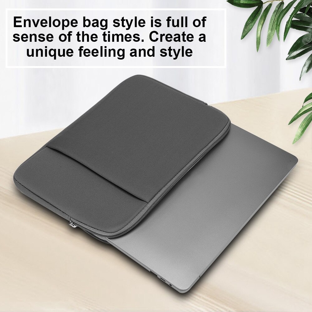 Geanta laptop slim Zeaicos 11 inch, neagra, cu buzunar, material T cloth + spuma de memorie