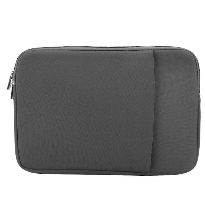 Geanta laptop slim Zeaicos 11 inch, neagra, cu buzunar, material T cloth + spuma de memorie