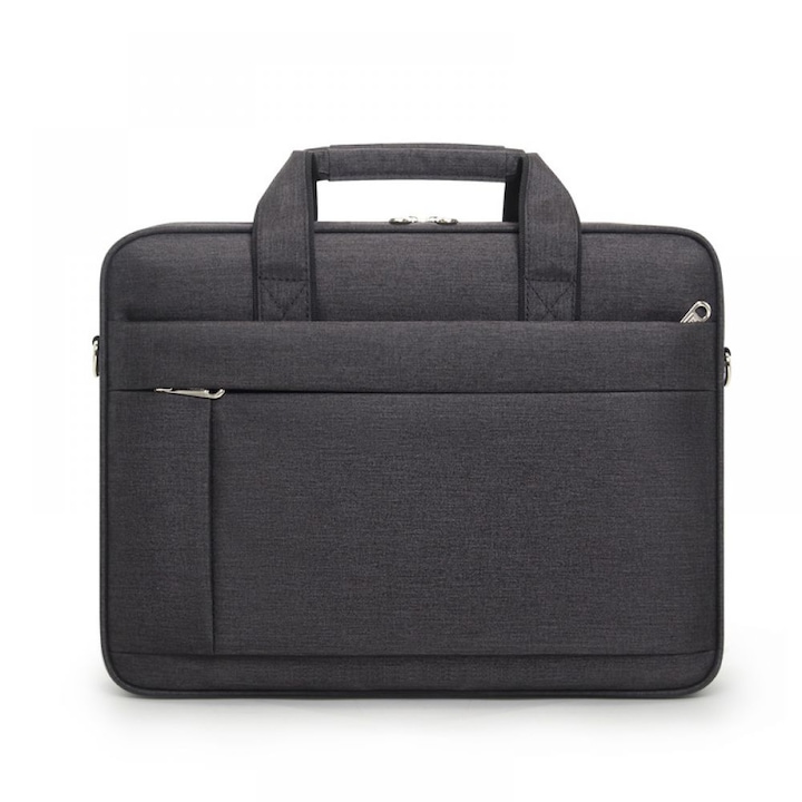 Geanta laptop Zeaicos 15.6 inch, gri, impermeabila, cu multiple compartimente
