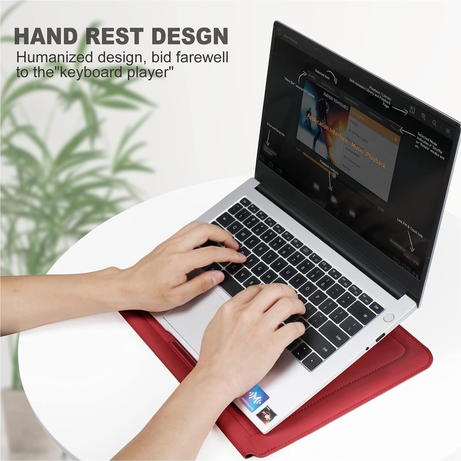 Husa laptop cu suport integrat, Cozevdnt, Compatibil cu laptop 13-13.5 inch, Piele ecologica, Rezistenta la zgarieturi, Rosu