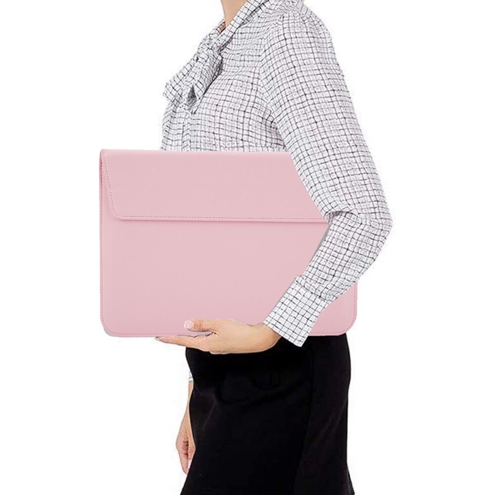 Geanta laptop set, Cozevdnt, husa suport 13 inchi, piele artificiala, protectie umeri, roz