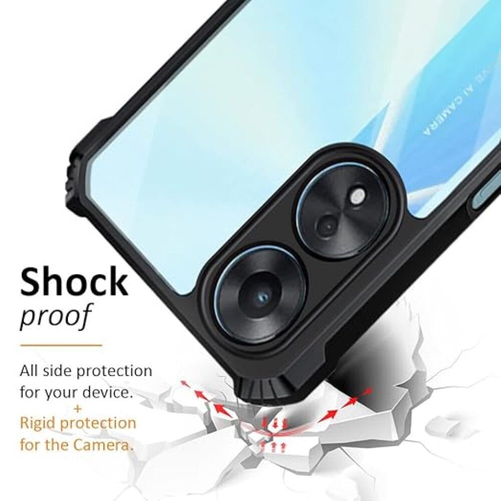 Husa Compatibil cu Telefon de Protectie Hybrid Armor GEO, Compatibila cu Oppo A18 / A38, Negru/ Transparent
