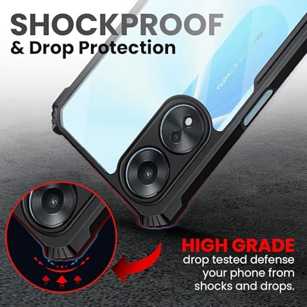 Husa Compatibil cu Telefon de Protectie Hybrid Armor GEO, Compatibila cu Oppo A18 / A38, Negru/ Transparent