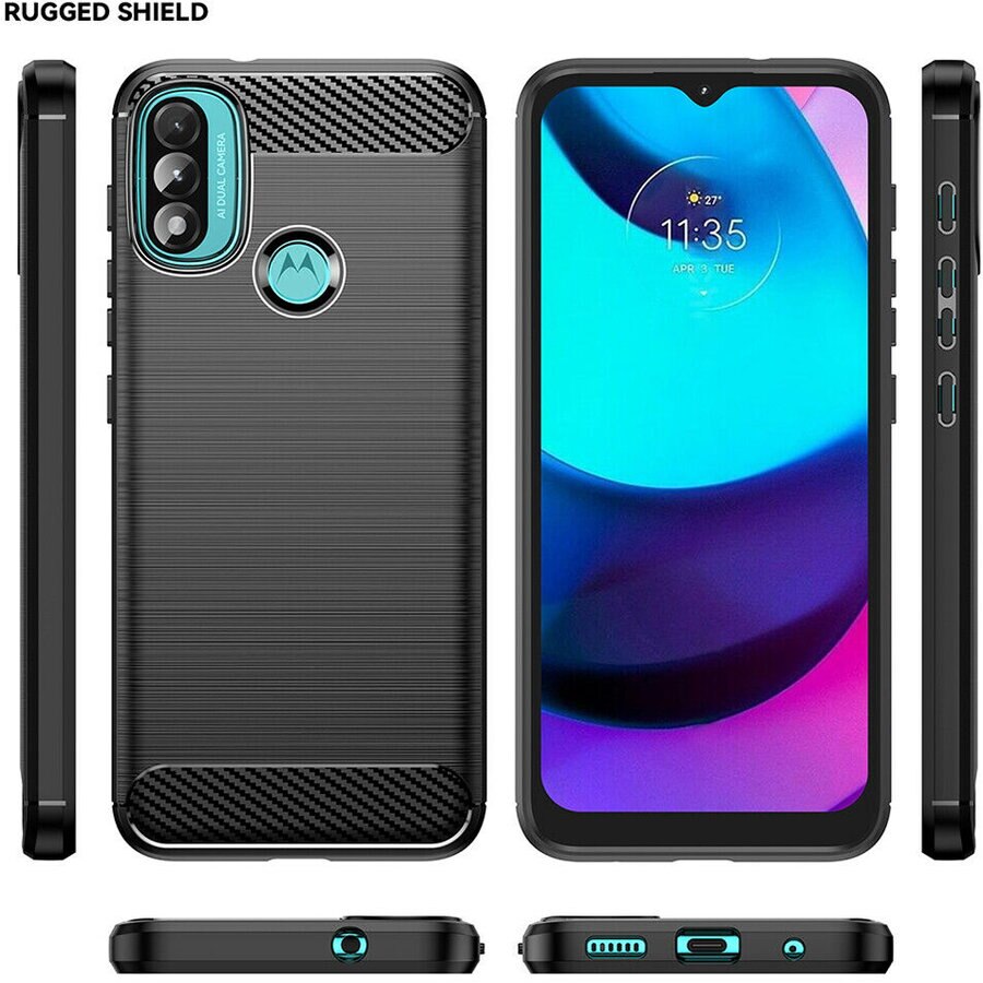 Husa pentru Motorola Moto E20 / Moto E30 / Moto E40 - Techsuit Carbon Silicone - Black