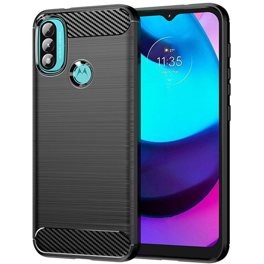 Husa pentru Motorola Moto E20 / Moto E30 / Moto E40 - Techsuit Carbon Silicone - Black