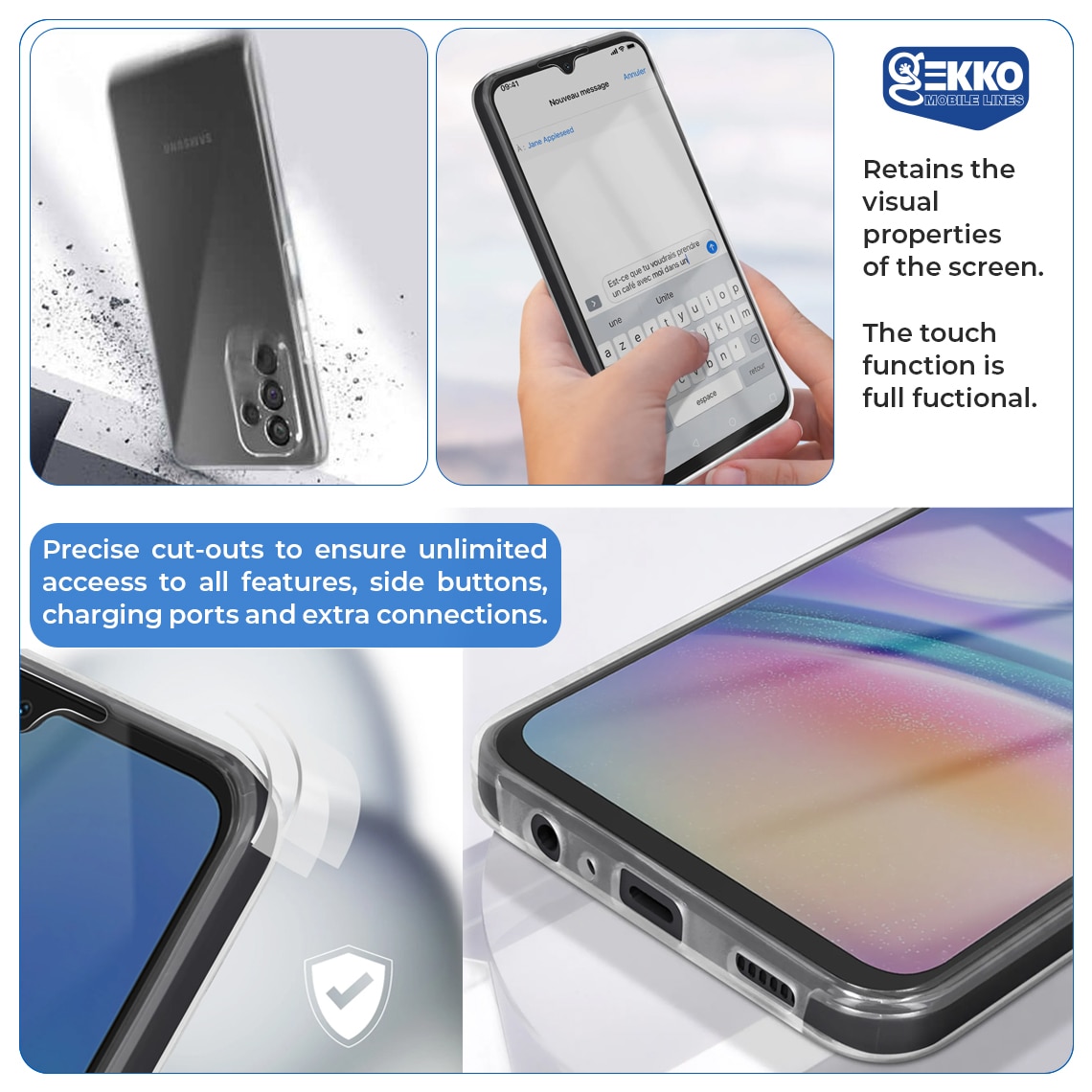 Husa integrala pentru Samsung A15, Full Body, protectie Fata si Spate, din silicon si plastic, Hard Shell 360°, Transparenta