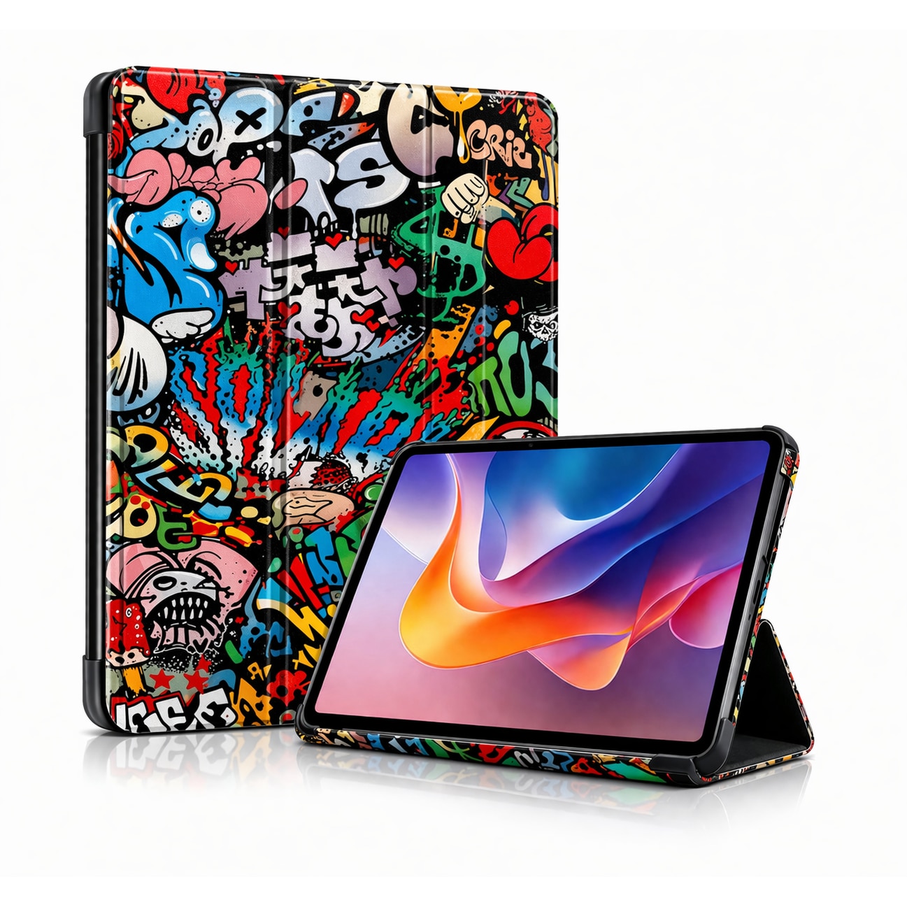 Husa tableta StandPro pentru Lenovo Tab P12, Protectie 360°, Carcasa Rigida, Piele ECO, Anti-soc si Anti-zgarieturi, Street Style Paint