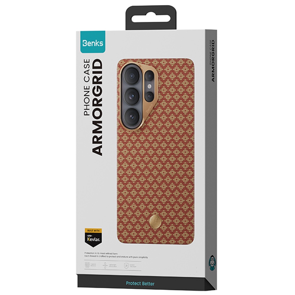 Carcasa Benks Armor Air Armor Grid Kevlar Metal Frame 600D cu MagSafe compatibila cu Samsung Galaxy S26, Portocaliu