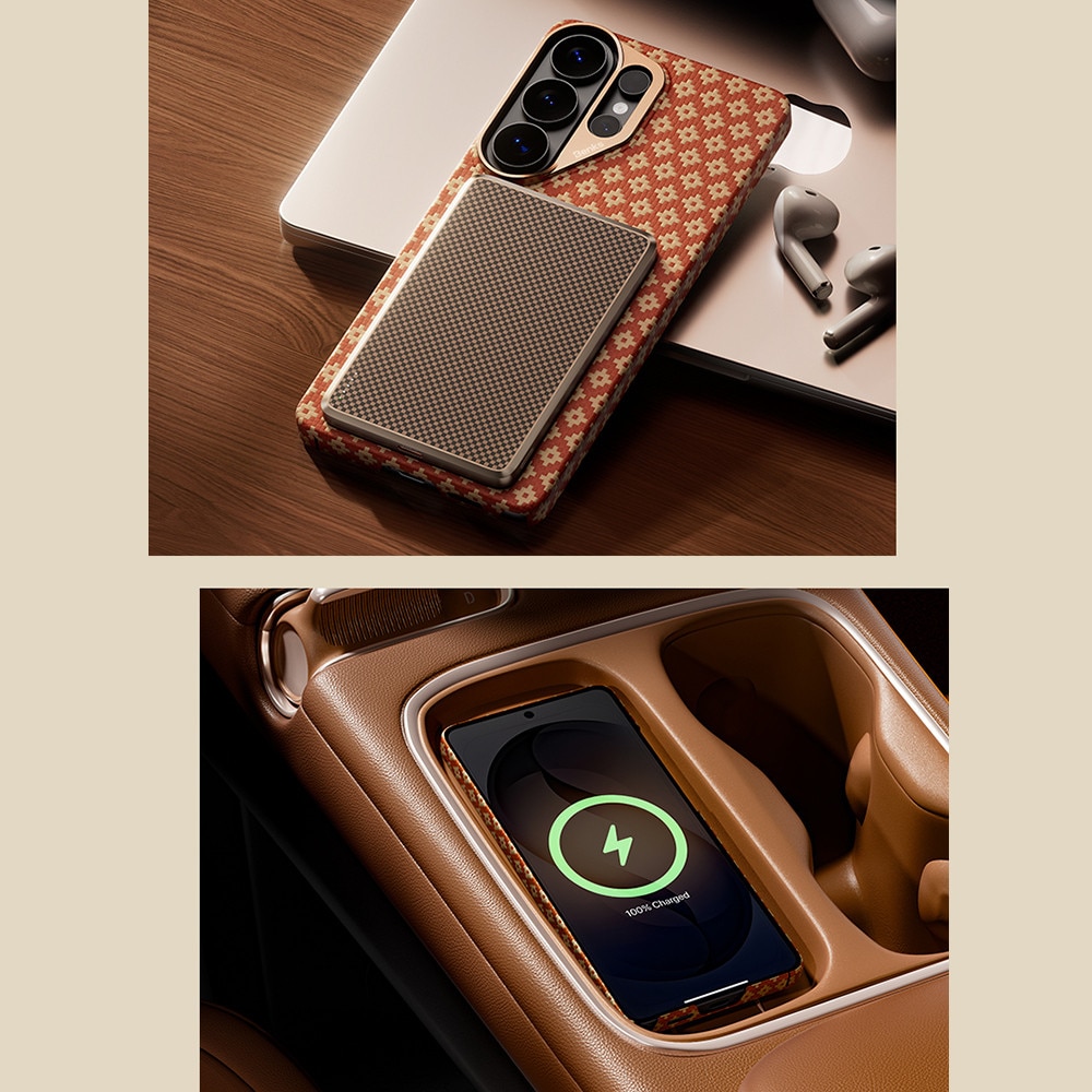 Carcasa Benks Armor Air Armor Grid Kevlar Metal Frame 600D cu MagSafe compatibila cu Samsung Galaxy S26, Portocaliu
