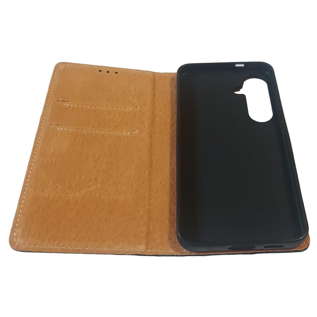 Husa flip Diary Flexy piele naturala neagra pentru Samsung Galaxy A36 5G