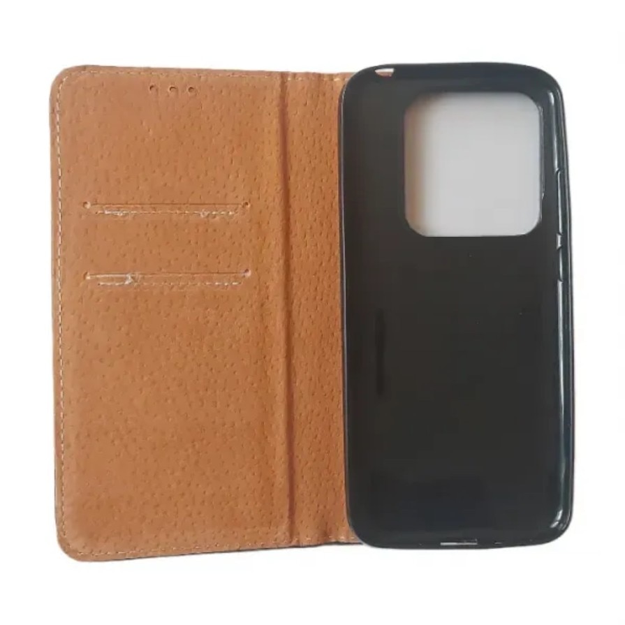 Husa flip Diary Flexy piele naturala neagra pentru Xiaomi 14
