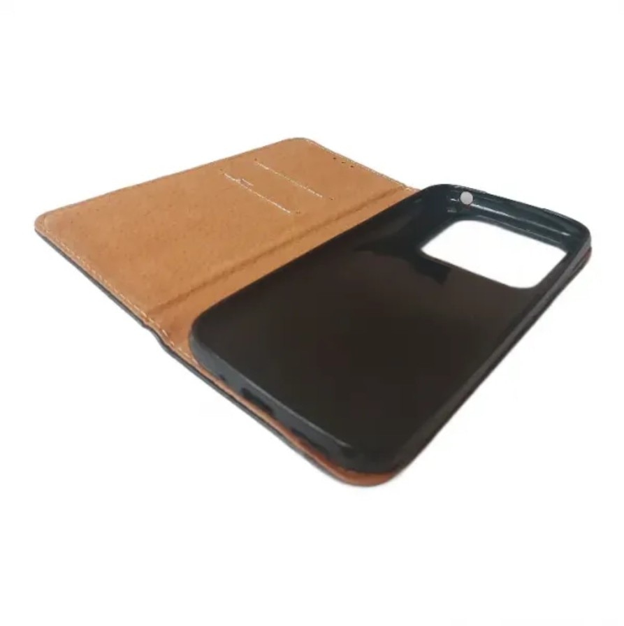 Husa flip Diary Flexy piele naturala neagra pentru Xiaomi 14